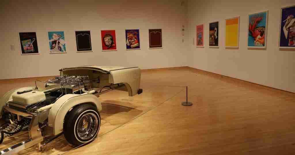 a car in a museum