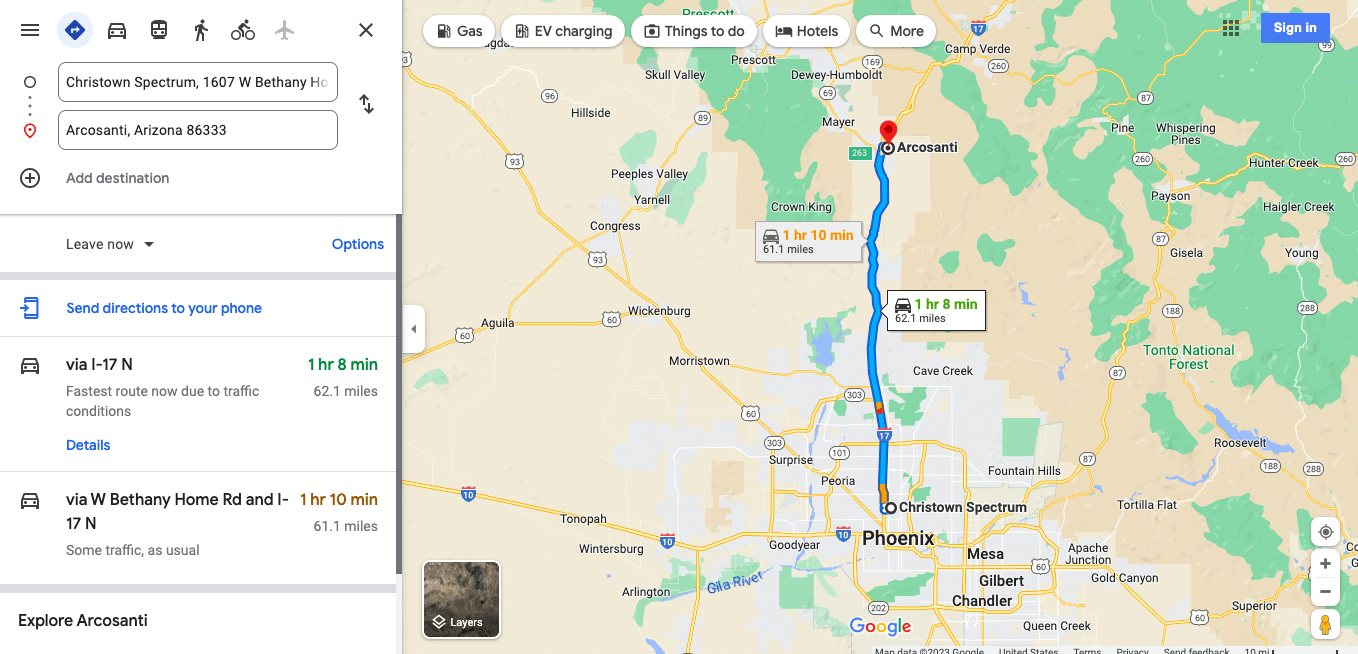 Campervan Rental Phoenix homebase to Arcosanti Arizona